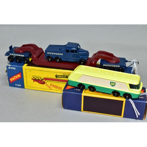 587 - TWO BOXED MATCHBOX SERIES MAJOR PACK VEHICLES, Leyland/Thompson BP Autotanker, No.1 and Pickfords Sc... 