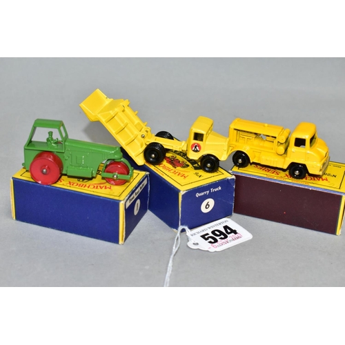 594 - THREE BOXED MATCHBOX 1-75 SERIES VEHICLES, Aveling Barford Diesel Road Roller, No. 1, third type, da... 