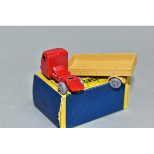 598 - A BOXED MATCHBOX 1-75 SERIES SCAMMEL SCARAB MECHANICAL HORSE, NO. 10, second type with red cab, silv... 