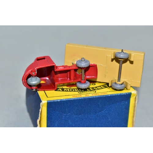 598 - A BOXED MATCHBOX 1-75 SERIES SCAMMEL SCARAB MECHANICAL HORSE, NO. 10, second type with red cab, silv... 