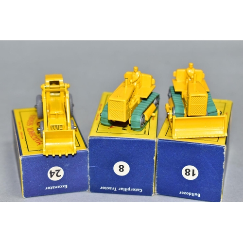 600 - THREE BOXED MATCHBOX 1-75 SERIES VEHICLES, Caterpillar Tractor, No.8, Caterpillar Bulldozer, No.18 a... 