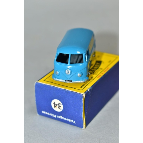 602 - A BOXED MATCHBOX 1-75 SERIES VOLKSWAGEN 15 CWT VAN, No. 34, blue body 'Matchbox International Expres... 