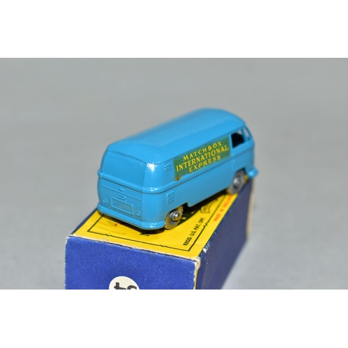 602 - A BOXED MATCHBOX 1-75 SERIES VOLKSWAGEN 15 CWT VAN, No. 34, blue body 'Matchbox International Expres... 