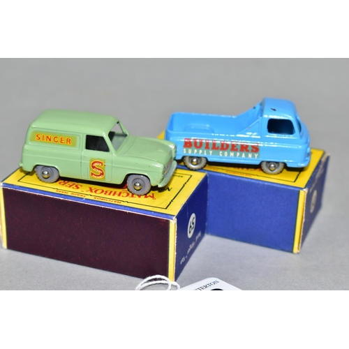 603 - TWO BOXED MATCHBOX 1-75 SERIES VEHICLES, Ford Thames Singer Van, No. 59,  grey plastic wheels and Mo... 