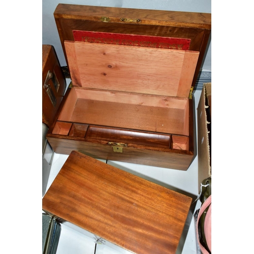 664 - A LATE GEORGIAN MAHOGANY RECTANGULAR BOX AND A VICTORIAN WALNUT WRITING SLOPE, the box with ivory lo... 