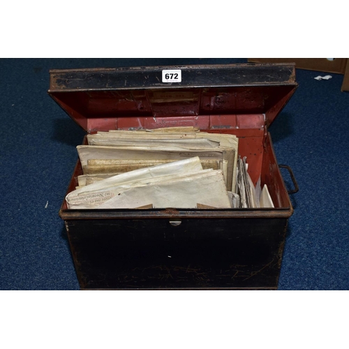 672 - INDENTURES, approximately sixty five  Legal Documents in a metal deed box, dating from 1701 - 1799 c... 