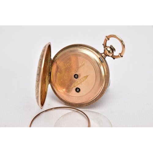 327 - AN EARLY 20TH CENTURY DIAMOND AND ENAMEL POCKET WATCH, a yellow metal full hunter pocket watch, set ... 