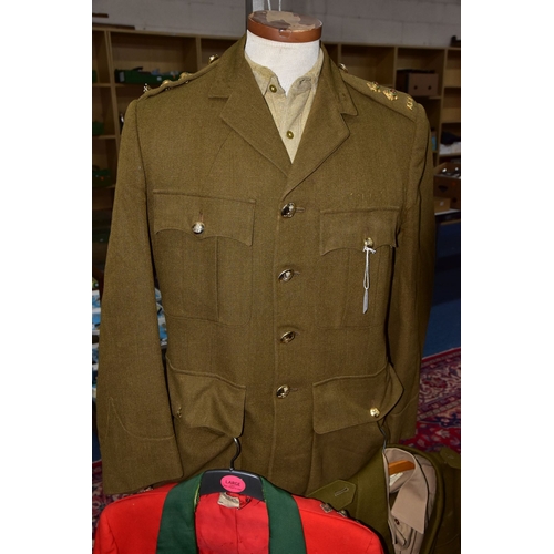 115A - FOUR SETS OF BRITISH ARMY UNIFORM ITEMS, three number 2 dress uniform jackets, shirt and trousers, o... 