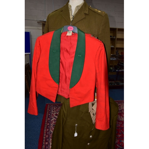 115A - FOUR SETS OF BRITISH ARMY UNIFORM ITEMS, three number 2 dress uniform jackets, shirt and trousers, o... 