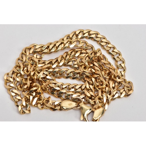 14 - A 9CT GOLD CURB LINK CHAIN, fitted with a lobster claw clasp, hallmarked 9ct gold London, length 550... 
