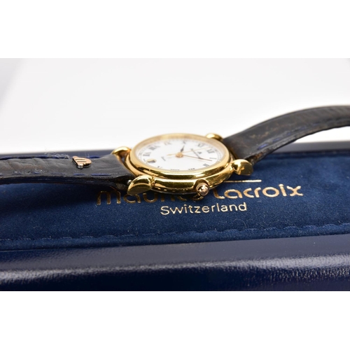 29 - A LADIES 'MAURICE LACROIX' QUARTZ WRISTWATCH, round cream dial signed 'Maurice Lacroix, quartz', Rom... 