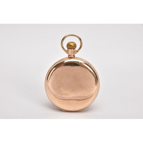 35 - A 9CT GOLD HALF HUNTER POCKET WATCH, round white dial, Roman numerals, seconds subsidiary dial at th... 
