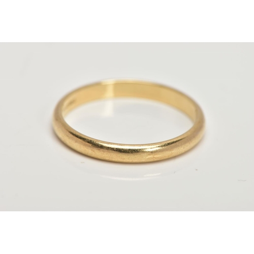 5 - A 9CT GOLD WEDDING BAND, plain polished band, hallmarked 9ct gold Sheffield, ring size U, approximat... 