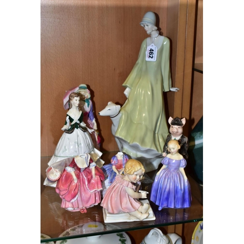 462 - FIVE ROYAL DOULTON LADY FIGURES AND OTHERS, comprising Royal Doulton Reflections 'Strolling' HN3073,... 