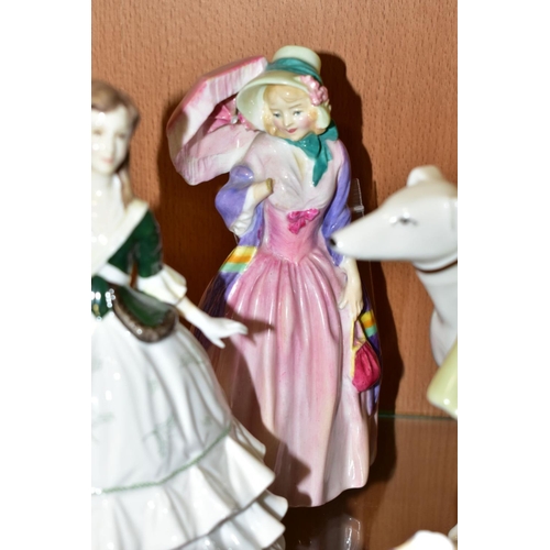 462 - FIVE ROYAL DOULTON LADY FIGURES AND OTHERS, comprising Royal Doulton Reflections 'Strolling' HN3073,... 
