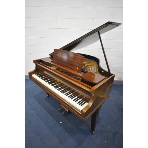 1589 - AN ALLISON OF LONDON MAHOGANY 4FT4 BABY GRAND PIANO, serial number unknown, supplied by Harrods of L... 
