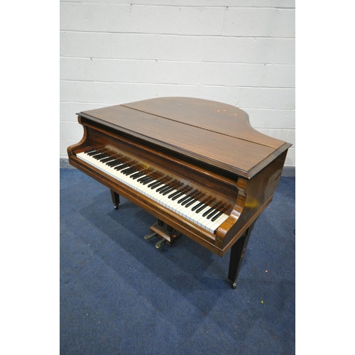 1589 - AN ALLISON OF LONDON MAHOGANY 4FT4 BABY GRAND PIANO, serial number unknown, supplied by Harrods of L... 