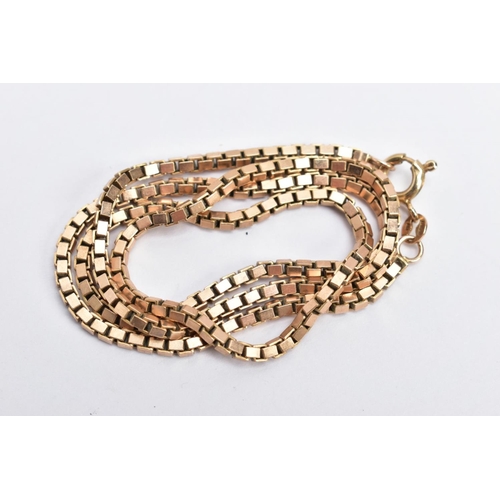 57 - A 9CT GOLD BOX LINK CHAIN, the box link chain fitted with a spring clasp, hallmarked 9ct gold Sheffi... 