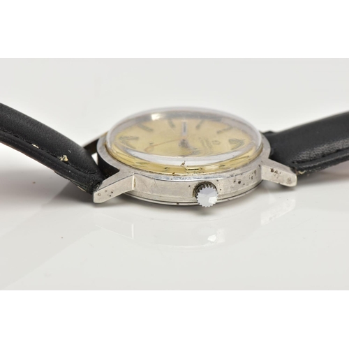93 - A GENTLEMENS 'OMEGA AUTOMATIC GENEVE' WRISTWATCH, round discoloured silver dial signed 'Omega Automa... 