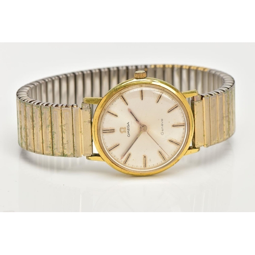 96 - A GENTLEMENS 'OMEGA GENEVE' WRISTWATCH, round champagne dial signed 'Omega, Geneve', baton markers, ... 