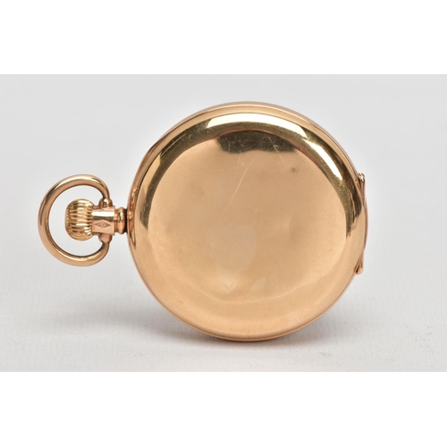 2 - A 9CT GOLD HALF HUNTER POCKET WATCH, round white dial, Roman numerals, seconds subsidiary dial at th... 