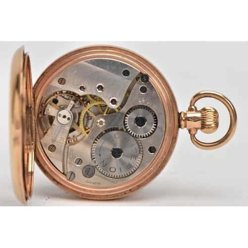 2 - A 9CT GOLD HALF HUNTER POCKET WATCH, round white dial, Roman numerals, seconds subsidiary dial at th... 