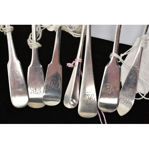 193 - AN ASSORTMENT OF SILVER TEASPOONS, seven silver teaspoons, including old English pattern, old Englis... 