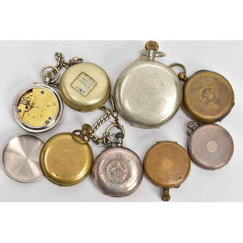 201 - A SELECTION OF POCKET WATCHES, to include a white metal goliath open face pocket watch, white dial, ... 