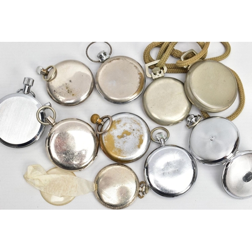 202 - A SELECTION OF POCKET WATCHES AND STOP WATCHES,  to include names such as 'Amida, R.N.I.B, Recta, In... 