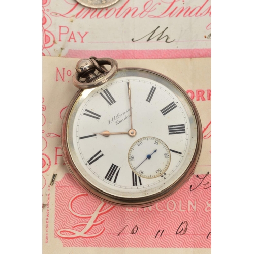 204 - A SILVER POCKET WATCH AND SELECTION OF COINS, a silver pocket watch with a white dial, black roman n... 