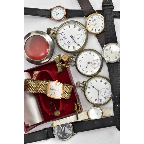 205 - A ROTARY WRISTWATCH AND AN ASSORMENT OF POCKET AND WRISTWATCHES, to include a gold tone Rotary watch... 