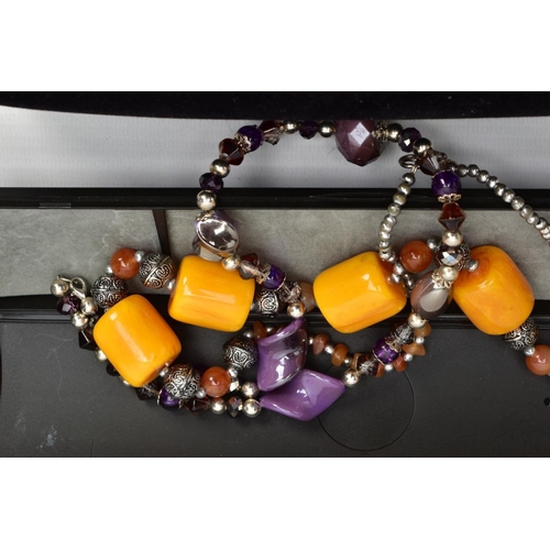 209 - A BOX OF ASSORTED COSTUME JEWELLERY, to include seven white metal rings each set with cubic zirconia... 