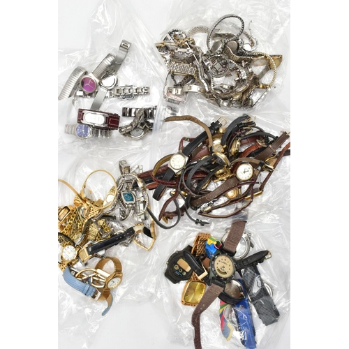 213 - AN ASSORTMENT OF WATCHES, ladies and gents watches, an assortment of stretch link, bracelet and stra... 