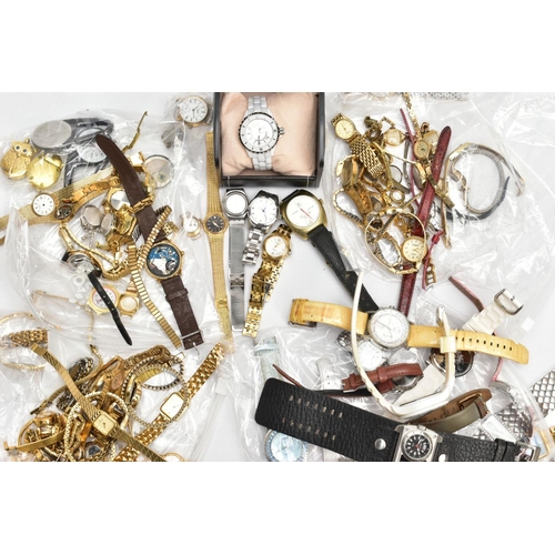 214 - AN ASSORTMENT OF WATCHES, ladies and gents watches, an assortment of stretch link, bracelet and stra... 