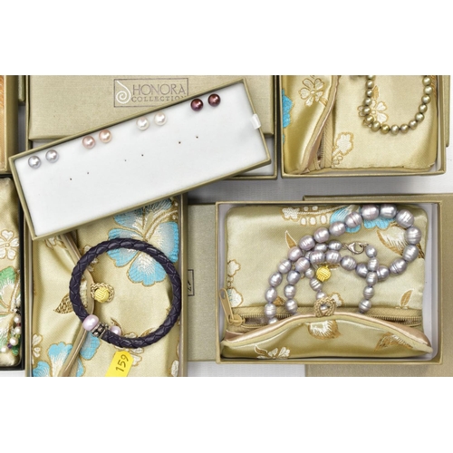 216 - A SELECTION OF HONORA JEWELLERY, to include five cultured fresh water pearl necklaces, four pairs of... 