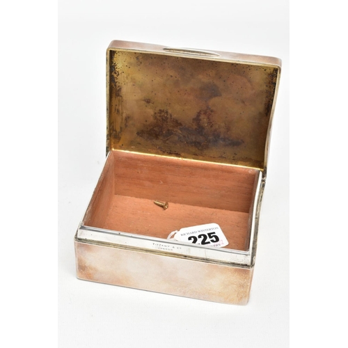 225 - A SILVER LINED CIGARETTE BOX, plain polished design, engraved initials 'GAJS' to the lid, (dink to t... 