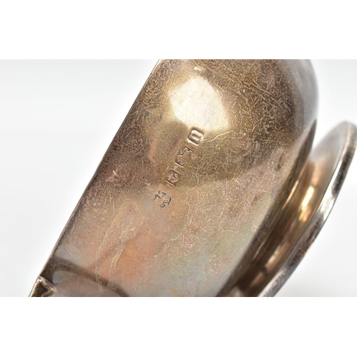 226 - A SILVER PORRIDGER, plain polished design with an engraved monogram, fitted with double handles on a... 