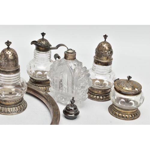 234 - AN ASSORTMENT OF SILVERWARE AND OTHER ITEMS, to include a cased brush with a yellow guilloche enamel... 
