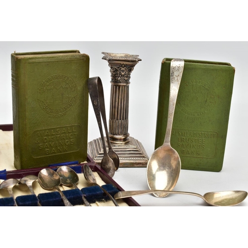 236 - A SELECTION OF SILVER ITEMS AND OTHERS, to include a cased set of six teaspoons with floral detailin... 