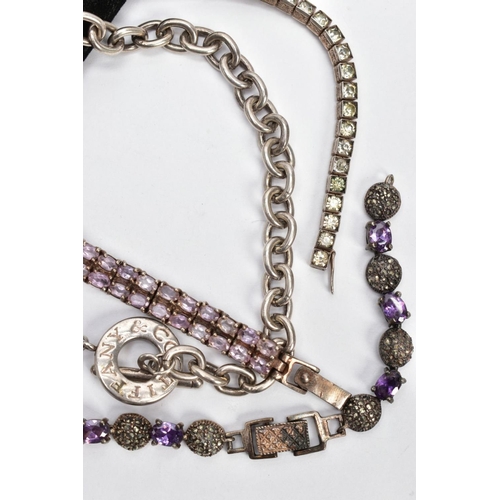 50 - A BAG OF ASSORTED WHITE METAL JEWELLERY, to include a lady's wristwatch, small round white dial with... 