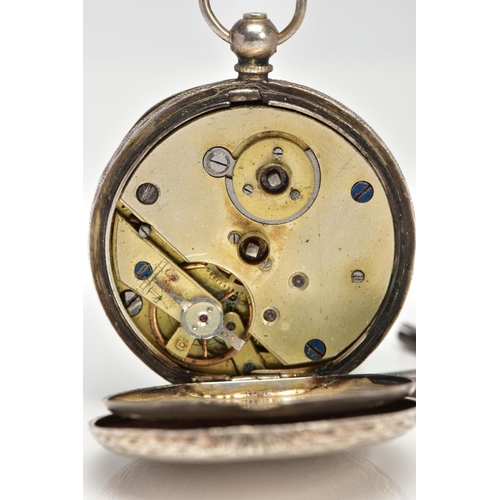 55 - A LADYS OPEN FACE POCKET WATCH, round white dial with gold detailing, Roman numerals, blue hands, wi... 