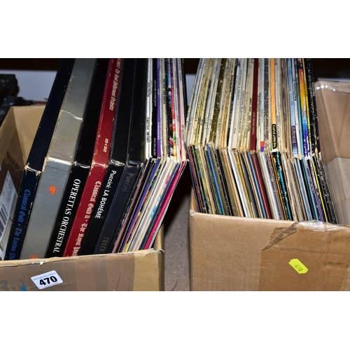 470 - TWO BOXES OF RECORDS, to include approximately sixty records and record sets, mainly classical music... 