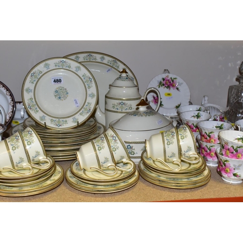 480 - A MINTON 'HENLEY' PATTERN PART DINNER SERVICE AND A QUANTITY OF ROYAL ALBERT 'PRAIRIE ROSE' PATTERN ... 