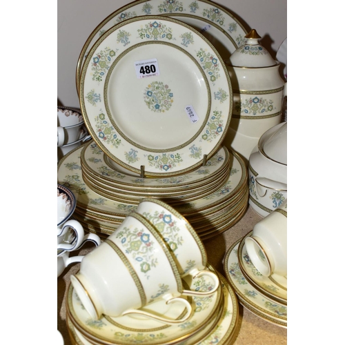 480 - A MINTON 'HENLEY' PATTERN PART DINNER SERVICE AND A QUANTITY OF ROYAL ALBERT 'PRAIRIE ROSE' PATTERN ... 