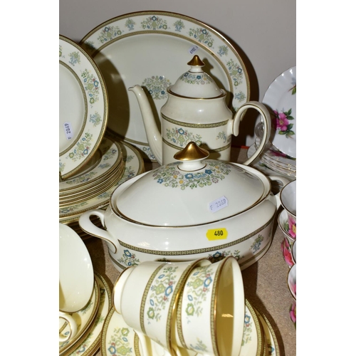 480 - A MINTON 'HENLEY' PATTERN PART DINNER SERVICE AND A QUANTITY OF ROYAL ALBERT 'PRAIRIE ROSE' PATTERN ... 