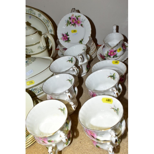 480 - A MINTON 'HENLEY' PATTERN PART DINNER SERVICE AND A QUANTITY OF ROYAL ALBERT 'PRAIRIE ROSE' PATTERN ... 