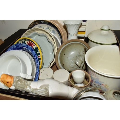 483 - FIVE BOXES OF ASSORTED CERAMICS, including Midwinter Stylecraft Oranges & Lemons coffee wares, J & G... 