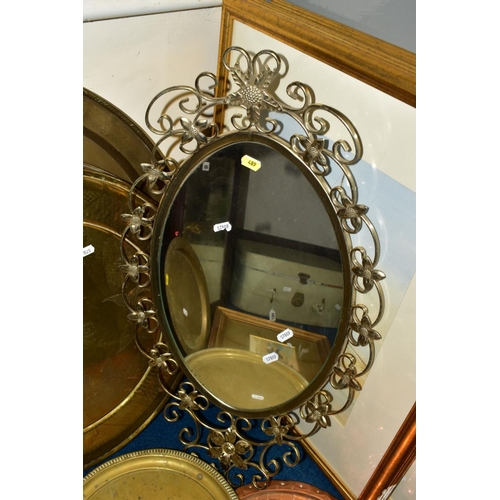 489 - A PAIR OF GILT FRAMED RAY FIGG LIMITED EDITION PRINTS, MIRRORS, METALWARE, ETC, comprising a small e... 