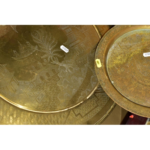 489 - A PAIR OF GILT FRAMED RAY FIGG LIMITED EDITION PRINTS, MIRRORS, METALWARE, ETC, comprising a small e... 