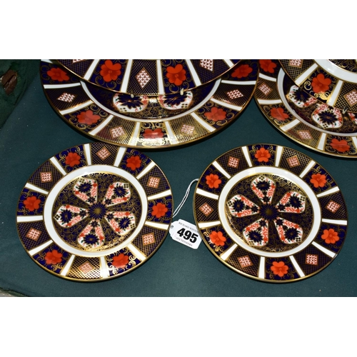 495 - SIX ROYAL CROWN DERBY 'OLD IMARI' 1128 PATTERN PLATES IN THREE SIZES, all seconds, comprising a pair... 